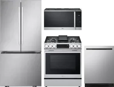 4 Piece Package Includes Refrigerator, Range, Microwave And Dishwasher