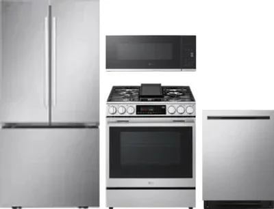 4 Piece Package Includes Refrigerator, Range, Microwave And Dishwasher