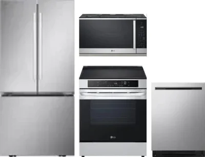 4 Piece Package Includes Refrigerator, Range, Microwave And Dishwasher