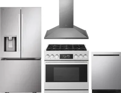 4 Piece Package Includes Refrigerator, Range, Hood And Dishwasher