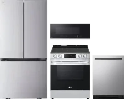 4 Piece Package Includes Refrigerator, Range, Microwave And Dishwasher