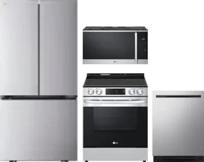 4 Piece Package Includes Refrigerator, Range, Microwave And Dishwasher