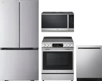4 Piece Package Includes Refrigerator, Range, Microwave And Dishwasher