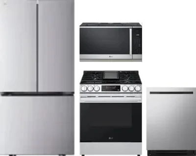 4 Piece Package Includes Refrigerator, Range, Microwave And Dishwasher