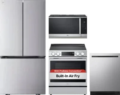 4 Piece Package Includes Refrigerator, Range, Microwave And Dishwasher