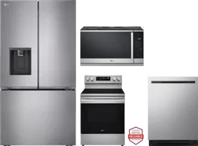 4 Piece Package Includes Refrigerator, Range, Microwave And Dishwasher