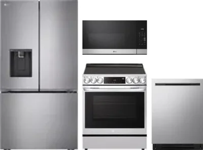4 Piece Package Includes Refrigerator, Range, Microwave And Dishwasher