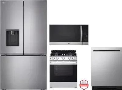 4 Piece Package Includes Refrigerator, Range, Microwave And Dishwasher
