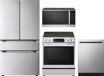 4 Piece Package Includes Refrigerator, Range, Microwave And Dishwasher