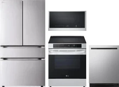 4 Piece Package Includes Refrigerator, Range, Microwave And Dishwasher