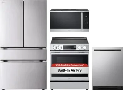 4 Piece Package Includes Refrigerator, Range, Microwave And Dishwasher