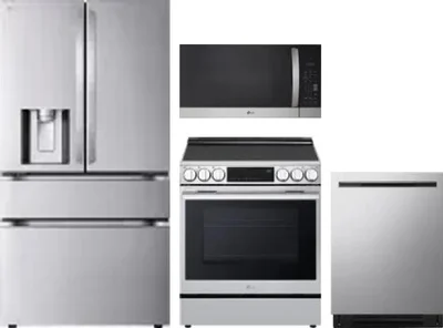 4 Piece Package Includes Refrigerator, Range, Microwave And Dishwasher