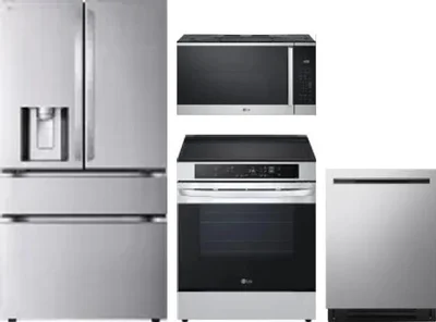 4 Piece Package Includes Refrigerator, Range, Microwave And Dishwasher