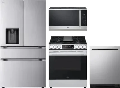 4 Piece Package Includes Refrigerator, Range, Microwave And Dishwasher