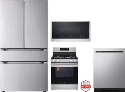 4 Piece Package Includes Refrigerator, Range, Microwave And Dishwasher