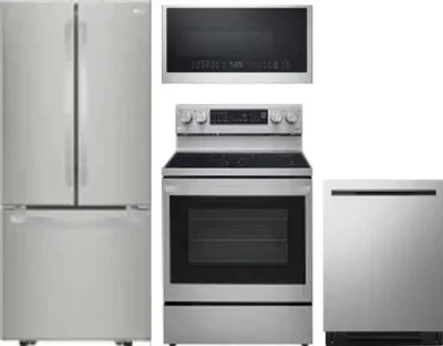4 Piece Package Includes Refrigerator, Range, Microwave And Dishwasher