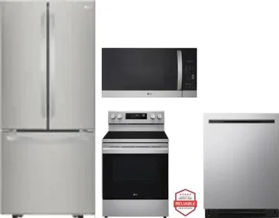 4 Piece Package Includes Refrigerator, Range, Microwave And Dishwasher