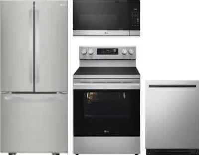 4 Piece Package Includes Refrigerator, Range, Microwave And Dishwasher