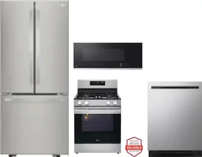4 Piece Package Includes Refrigerator, Range, Microwave And Dishwasher