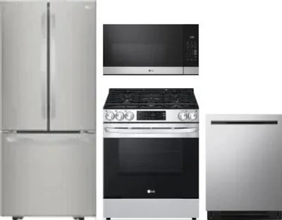 4 Piece Package Includes Refrigerator, Range, Microwave And Dishwasher