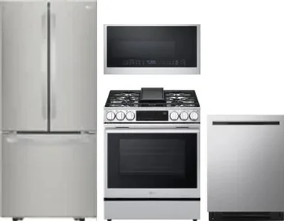4 Piece Package Includes Refrigerator, Range, Microwave And Dishwasher