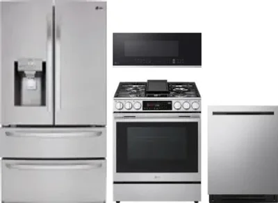 4 Piece Package Includes Refrigerator, Range, Microwave And Dishwasher
