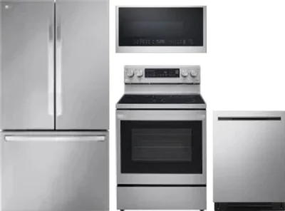 4 Piece Package Includes Refrigerator, Range, Microwave And Dishwasher