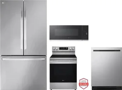 4 Piece Package Includes Refrigerator, Range, Microwave And Dishwasher