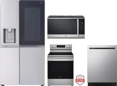4 Piece Package Includes Refrigerator, Range, Microwave And Dishwasher
