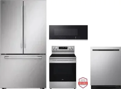 4 Piece Package Includes Refrigerator, Range, Microwave And Dishwasher