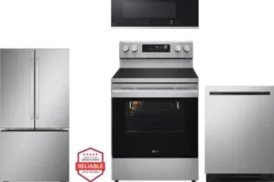 4 Piece Package Includes Refrigerator, Range, Microwave And Dishwasher