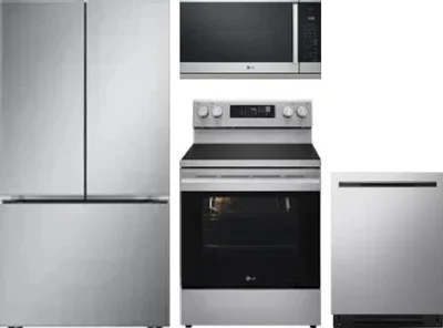 4 Piece Package Includes Refrigerator, Range, Microwave And Dishwasher