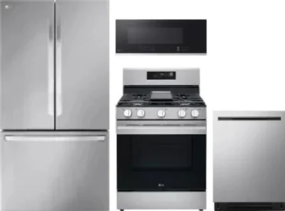 4 Piece Package Includes Refrigerator, Range, Microwave And Dishwasher