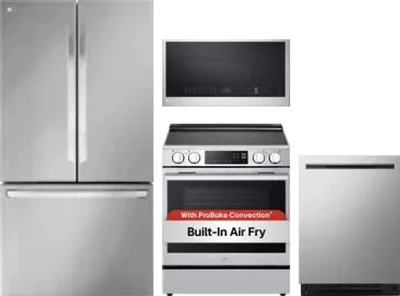 4 Piece Package Includes Refrigerator, Range, Microwave And Dishwasher