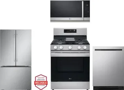 4 Piece Package Includes Refrigerator, Range, Microwave And Dishwasher