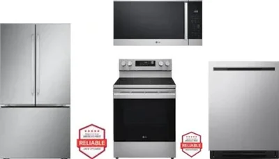 4 Piece Package Includes Refrigerator, Range, Microwave And Dishwasher