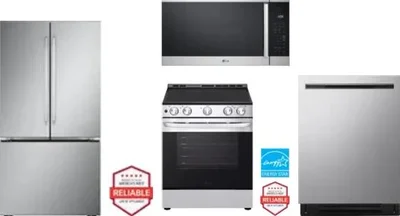 4 Piece Package Includes Refrigerator, Range, Microwave And Dishwasher