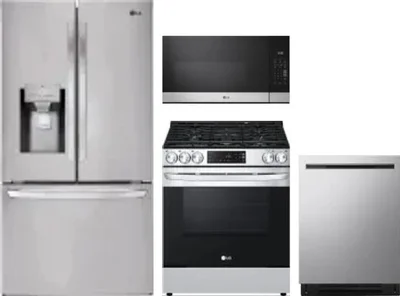 4 Piece Package Includes Refrigerator, Range, Microwave And Dishwasher