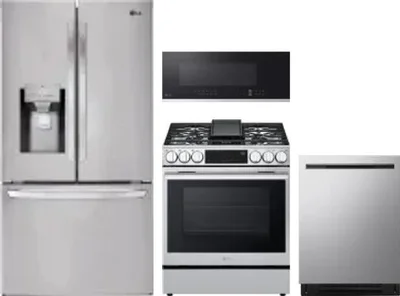 4 Piece Package Includes Refrigerator, Range, Microwave And Dishwasher