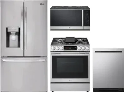 4 Piece Package Includes Refrigerator, Range, Microwave And Dishwasher