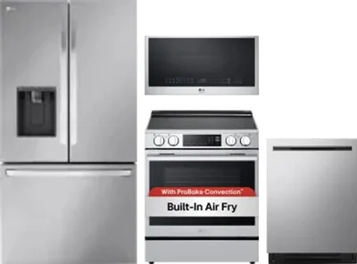 4 Piece Package Includes Refrigerator, Range, Microwave And Dishwasher