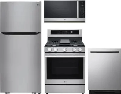 4 Piece Package Includes Refrigerator, Range, Microwave And Dishwasher