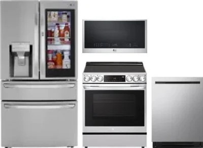 4 Piece Package Includes Refrigerator, Range, Microwave And Dishwasher