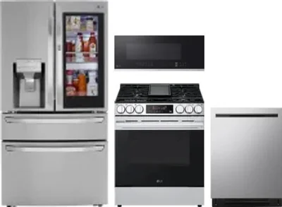 4 Piece Package Includes Refrigerator, Range, Microwave And Dishwasher