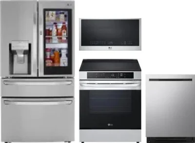 4 Piece Package Includes Refrigerator, Range, Microwave And Dishwasher