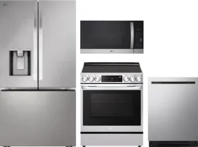 4 Piece Package Includes Refrigerator, Range, Microwave And Dishwasher