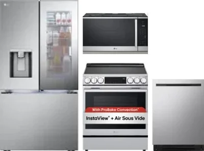 4 Piece Package Includes Refrigerator, Range, Microwave And Dishwasher