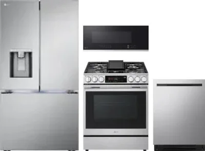 4 Piece Package Includes Refrigerator, Range, Microwave And Dishwasher