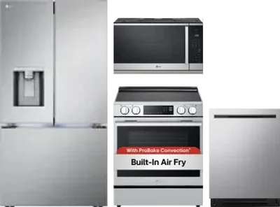4 Piece Package Includes Refrigerator, Range, Microwave And Dishwasher