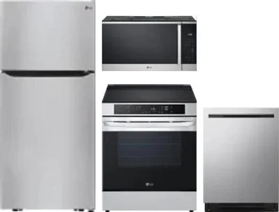 4 Piece Package Includes Refrigerator, Range, Microwave And Dishwasher